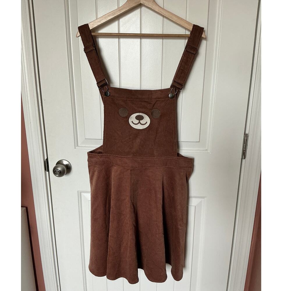 Hottopic Teddy Bear Corduroy Skirtall Women's Large Brown